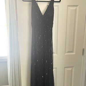 Black Beaded Full Length MARINA Gown